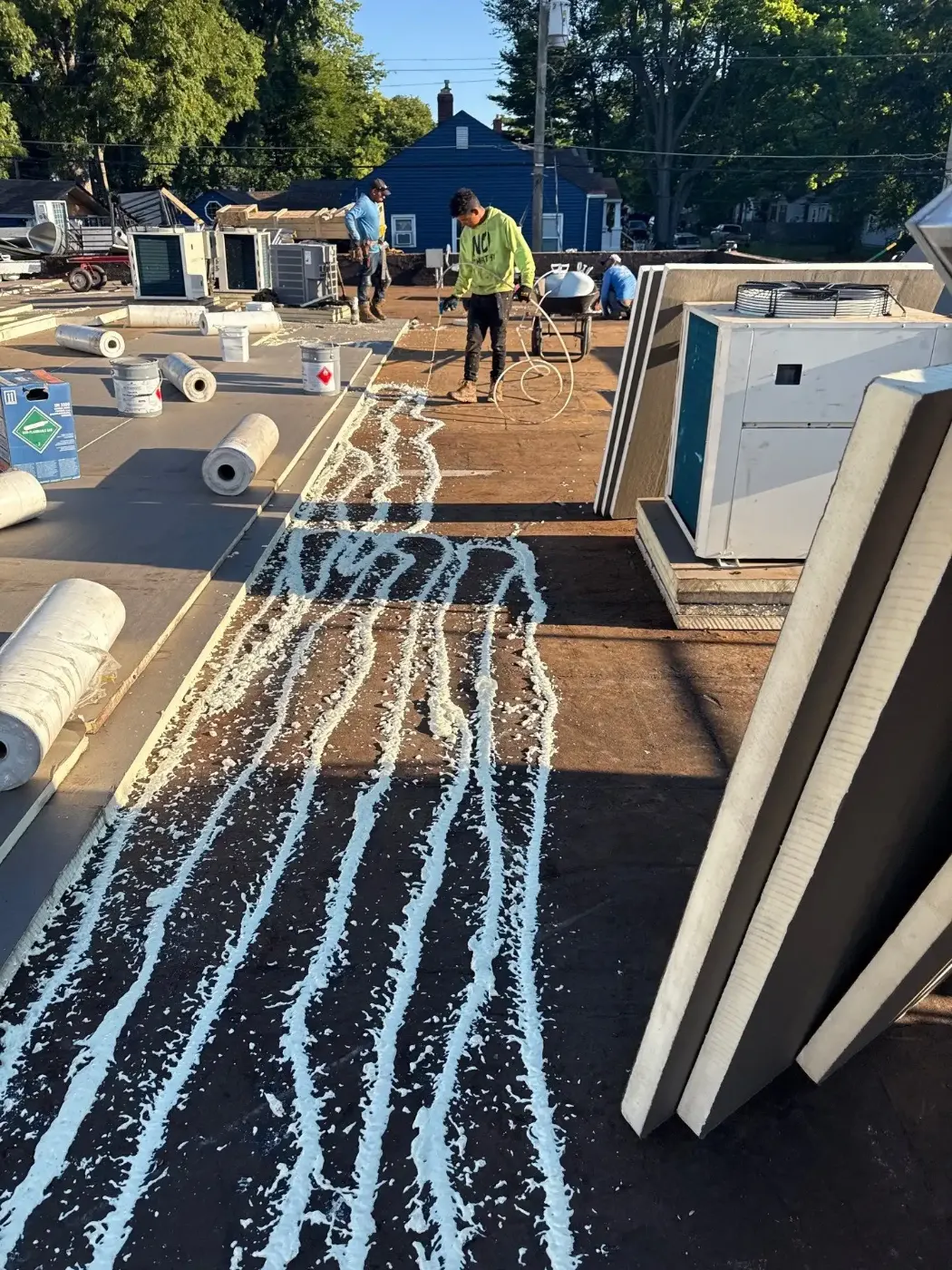 Tarping and dry-in on a Seymour commercial roof
